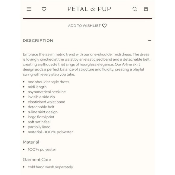 Petal & Pup Midi Dress 10 Blue White Floral Silky One Shoulder Washable NEW - Picture 9 of 16